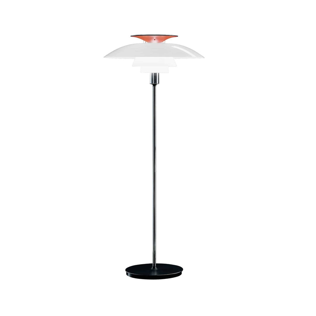 PH 80 Floor Lamp - White opal acrylic / high lustre chrome plated